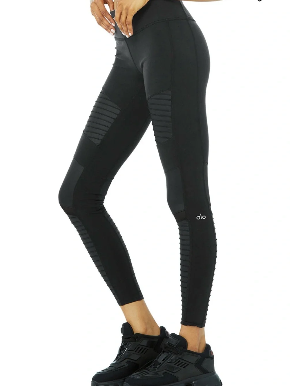 ALO Yoga Black High-Waist Moto-Panel Leggings